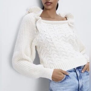 Zara Cream Off-the-Shoulder Sweater